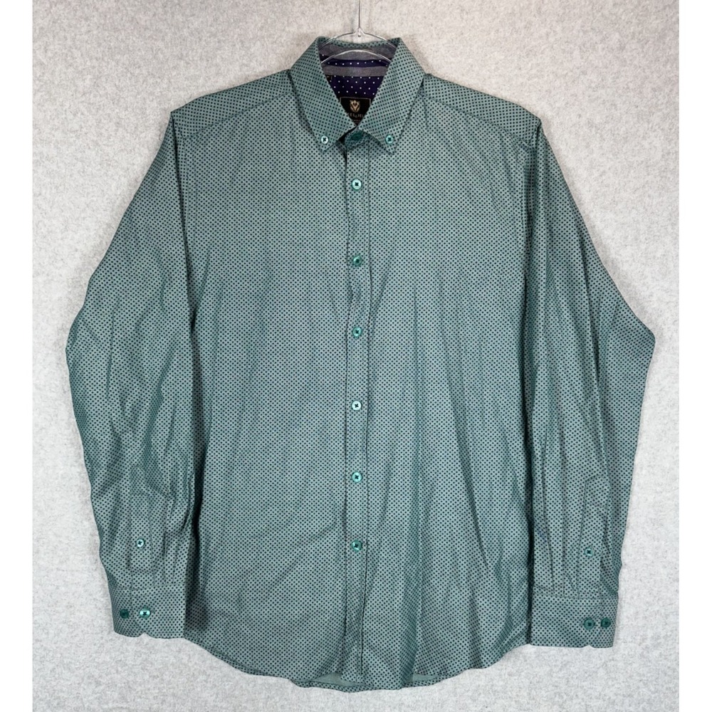 Steel & Jelly Shirt Mens Small Polka Dot Button Up Long Sleeve Modern Casual